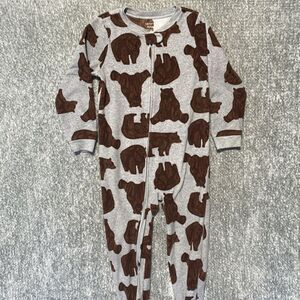 CARTERS Fleece One Piece Pajamas‎ Footed Bears Size 5T Unisex Neutral Color